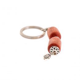 Key Holder Ring, Eucalyptus Wood Beads & Alpaca Metal Parts