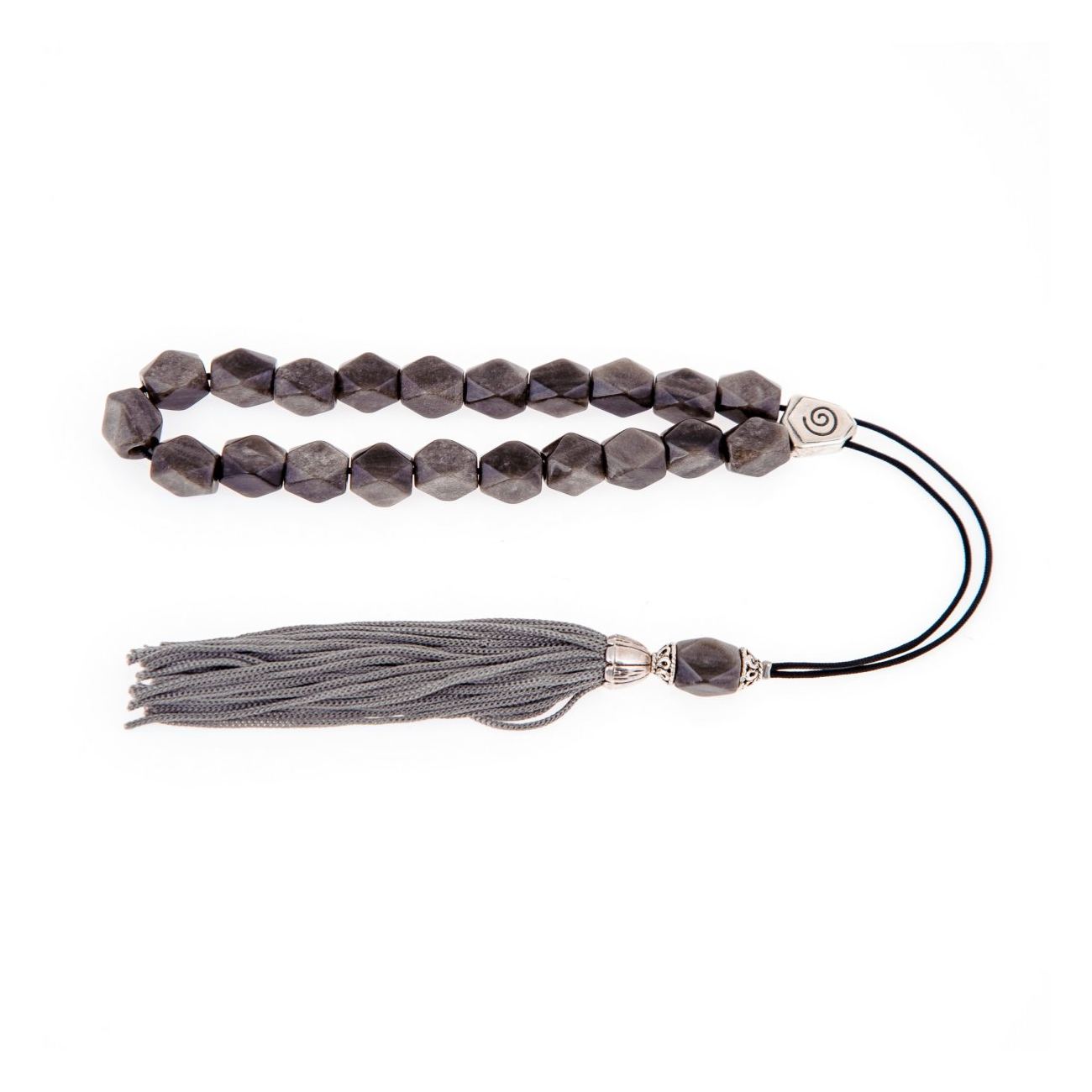 METAL BEAD BRACELET W/TASSEL GREY METAL BEAD BRACELET W/TASSEL GREY