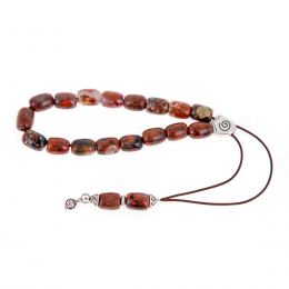 Greek Worry Beads or Komboloi - Handmade, Jasper Gemstones with Alpaca Parts on Pure Silk Cord 