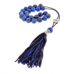 Greek Worry Beads or Komboloi - Handmade, Lapis Lazuli Gemstone Beads with Alpaca Metal Parts on Pure Silk Cord & Rich Tassel