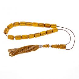 Greek Worry Beads or Komboloi - Handmade, Mulberry Wood Beads with 925 Sterling Silver Metal Parts on Pure Silk Cord & Rich Tassel