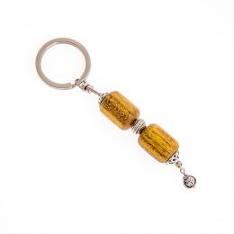 Key Holder Ring, Mulberry Wood Beads & Alpaca Metal Parts