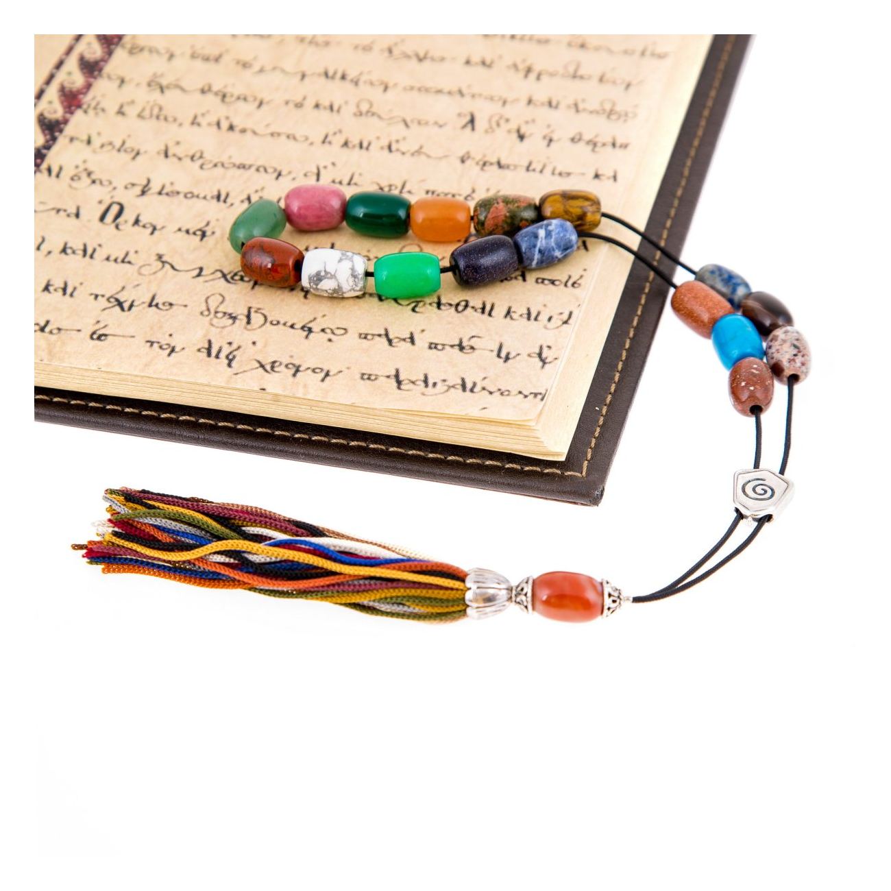 Greek Worry Beads or Komboloi Handmade, Multi color Beads with Alpaca