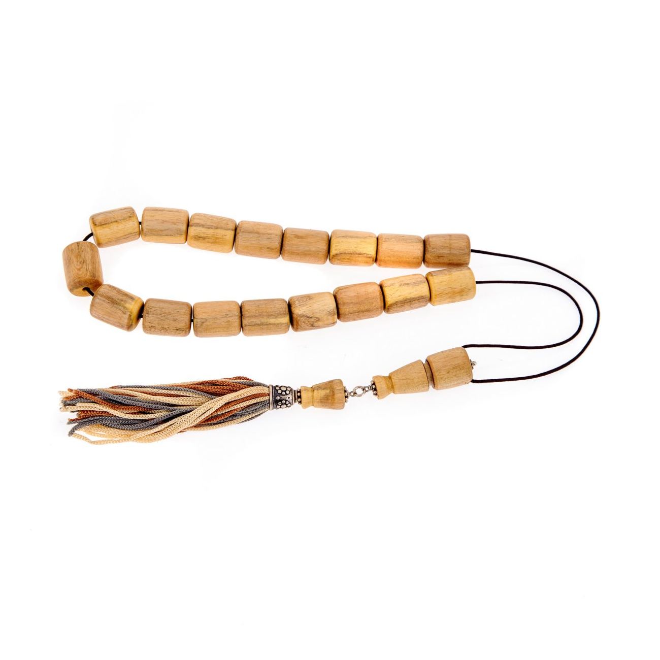 Greek Worry Beads or Komboloi Handmade, Orangewood Beads with 925