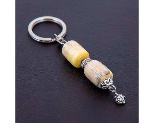 Key Holder Ring, Orangewood Beads & Alpaca Metal Parts