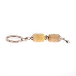 Key Holder Ring, Orangewood Beads & Alpaca Metal Parts