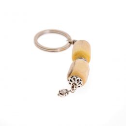 Key Holder Ring, Orangewood Beads & Alpaca Metal Parts