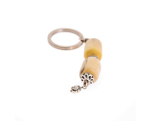 Key Holder Ring, Orangewood Beads & Alpaca Metal Parts