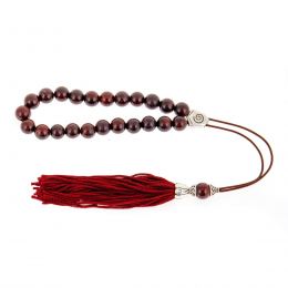 Greek Worry Beads or Komboloi - Handmade, Red Jasper Gemstones with Alpaca Parts on a Pure Silk Cord & Tassel