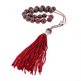 Greek Worry Beads or Komboloi - Handmade, Red Jasper Gemstones with Alpaca Parts on a Pure Silk Cord & Tassel