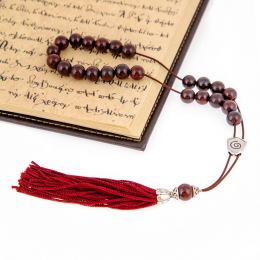 Greek Worry Beads or Komboloi - Handmade, Red Jasper Gemstones with Alpaca Parts on a Pure Silk Cord & Tassel