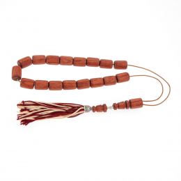 Greek Worry Beads or Komboloi - Handmade, Rosewood Beads with 925 Sterling Silver Metal Parts on Pure Silk Cord & Rich Tassel