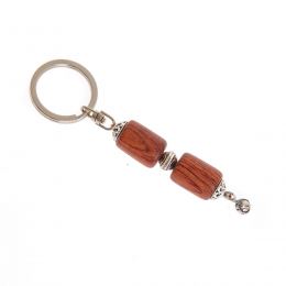 Key Holder Ring, Rosewood Beads & Alpaca Metal Parts