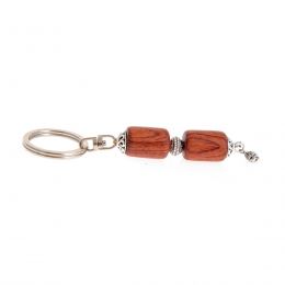 Key Holder Ring, Rosewood Beads & Alpaca Metal Parts