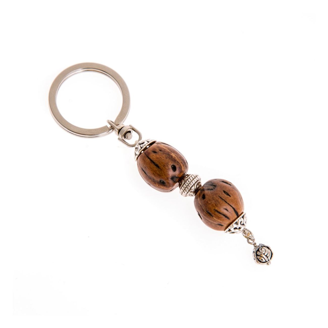Worry Beads & Key Holder Ring Set of Brown Nutmeg Seed Beads