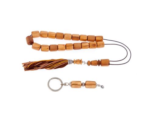 Worry Beads or "Komboloi" & Key Holder Set of Olive Wood Beads