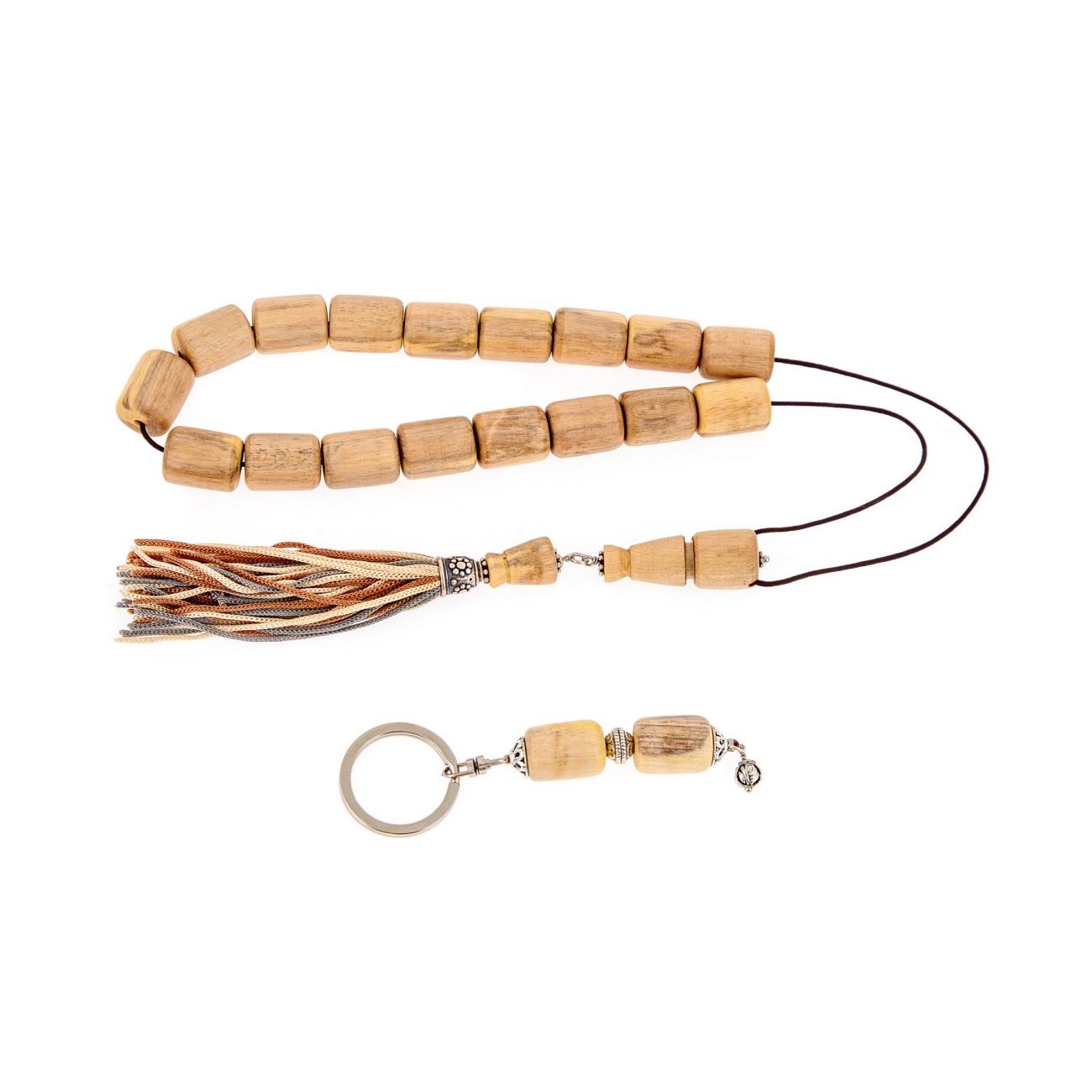 Worry Beads or "Komboloi" & Key Holder Set of Orangewood Beads