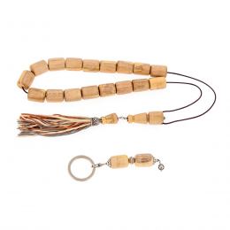 Worry Beads or "Komboloi" & Key Holder Set of Orange-wood Beads