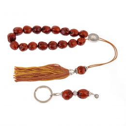 Worry Beads & Key Holder Ring Set of Tan Color Nutmeg Seed Beads 