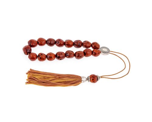 Worry Beads & Key Holder Ring Set of Tan Color Nutmeg Seed Beads 