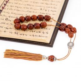 Worry Beads & Key Holder Ring Set of Tan Color Nutmeg Seed Beads 