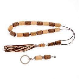 Worry Beads or "Komboloi" & Key Holder Set Handmade of Walnut Wood & Orange Wood Beads