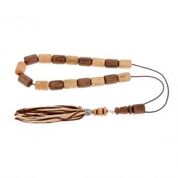 Worry Beads or "Komboloi" & Key Holder Set Handmade of Walnut Wood & Orange Wood Beads