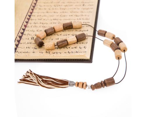 Worry Beads or "Komboloi" & Key Holder Set Handmade of Walnut Wood & Orange Wood Beads