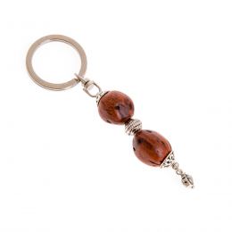 Key Holder Ring, Tan Nutmeg Seed & Alpaca Metal Parts