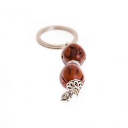 Key Holder Ring, Tan Nutmeg Seed & Alpaca Metal Parts
