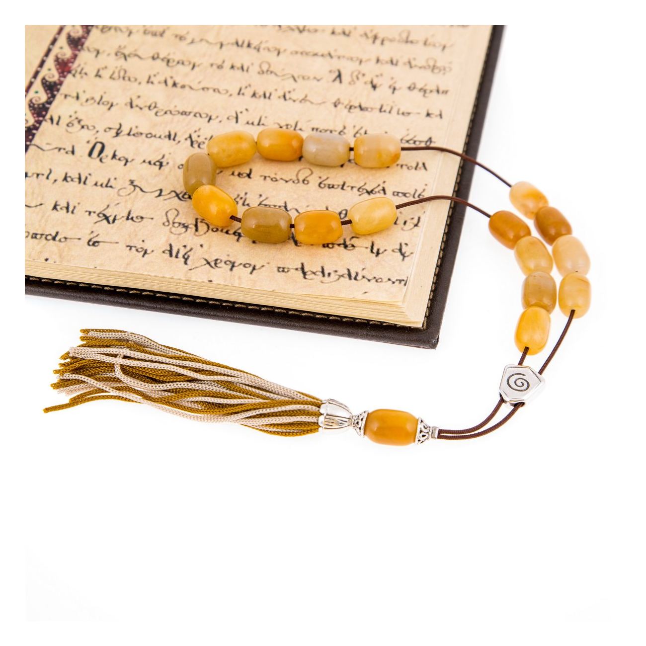 Greek Worry Beads or Komboloi Handmade, Yellow Jade Gemstone