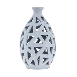 Tea light Candle Lanterns Set of 2, Grey Color - Modern Handmade Ceramic - Large & Small