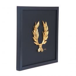 Laurel Wreath Design - Gold Patinated & Black Leather - Wall or Table Ornament - 11.8'' (30cm)