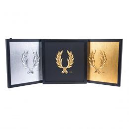 Laurel Wreath Design Set of 3 - Handmade Wall or Table Ornaments - Silver, Gold & Black, 11.8'' (30cm)