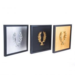 Laurel Wreath Design Set of 3 - Handmade Wall or Table Ornaments - Silver, Gold & Black, 11.8'' (30cm)