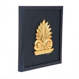 Antefix Design - Gold Patinated & Black Leather - Handmade Wall or Table Ornament - 11.8'' (30cm)