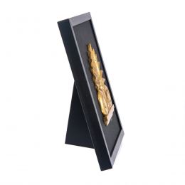 Antefix Design - Gold Patinated & Black Leather - Handmade Wall or Table Ornament - 11.8'' (30cm)