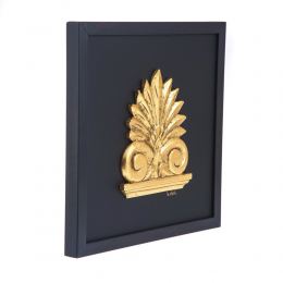 Antefix, Laurel wreath, Athenian Owl Coin, Designs - Gold Patinated on Black Leather, Set - Wall or Table Ornaments