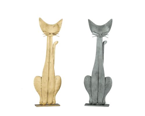 Cat Figure - Handmade Wall Art & Tabletop Decor, Metal Sculpture - 2 colors