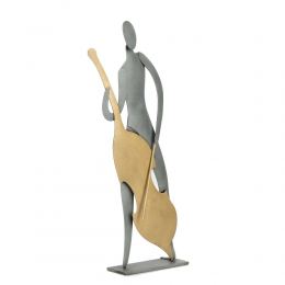 Cello Player Figurine - Modern Handmade Metal Wall Art & Tabletop Decorative Sculpture