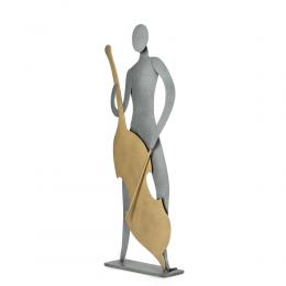 Cello Player Figurine - Modern Handmade Metal Wall Art & Tabletop Decorative Sculpture