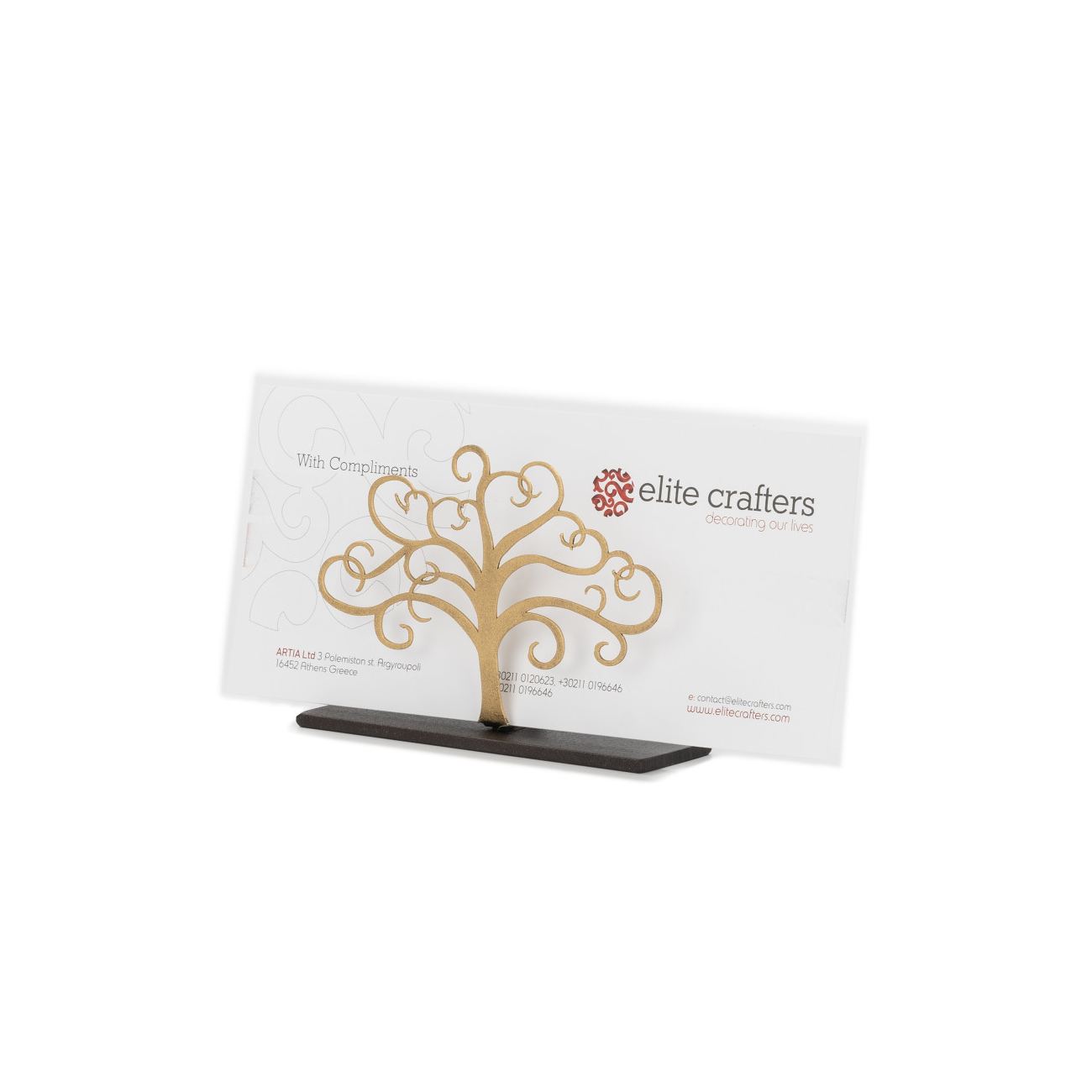 Elegant Handmade Metal Desk Business Card Holder Tree Of Life