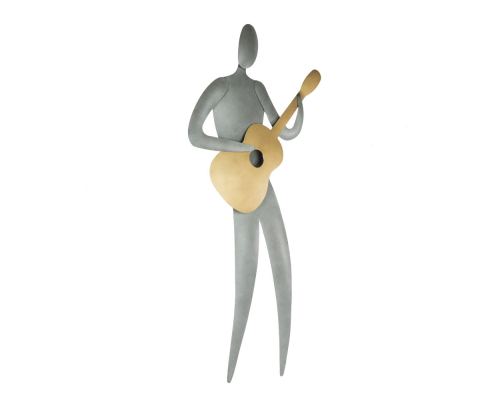 Guitar Player Figurine - Modern Handmade Metal Wall Art Decor Sculpture