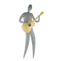 Guitar Player Figurine - Modern Metal Wall Art Decor Sculpture, Handmade, 21.3" (54cm)