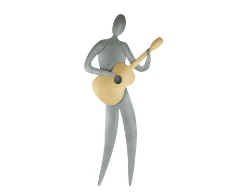 Guitar Player Figurine - Modern Metal Wall Art Decor Sculpture, Handmade, 21.3" (54cm)