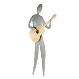 Guitar Player Figurine - Modern Handmade Metal Wall Art Decor Sculpture