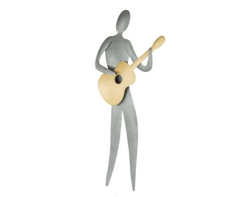 Guitar Player Figurine - Modern Handmade Metal Wall Art Decor Sculpture