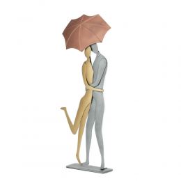 Love Couple with Umbrella - Modern Handmade Metal Wall Art & Tabletop Decorative Sculpture