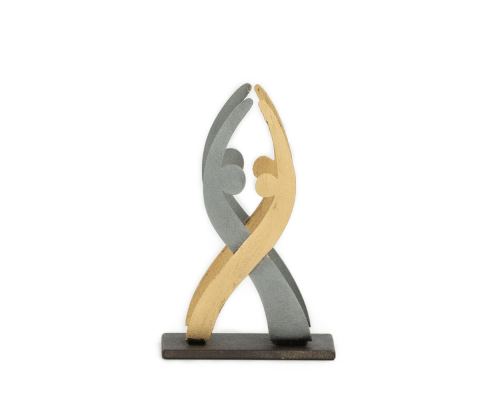 Modern Metal Business Card Holder, Dancing Couple Figures Design, Handmade, 4.3" (11cm)