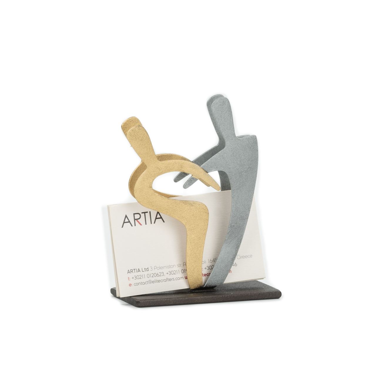 Modern Metal Desk Business Card Holder, Love Couple Figures Design